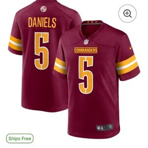 NFL Burgundy and Gold Jersey - Washington Commanders #5 Jayden Daniels